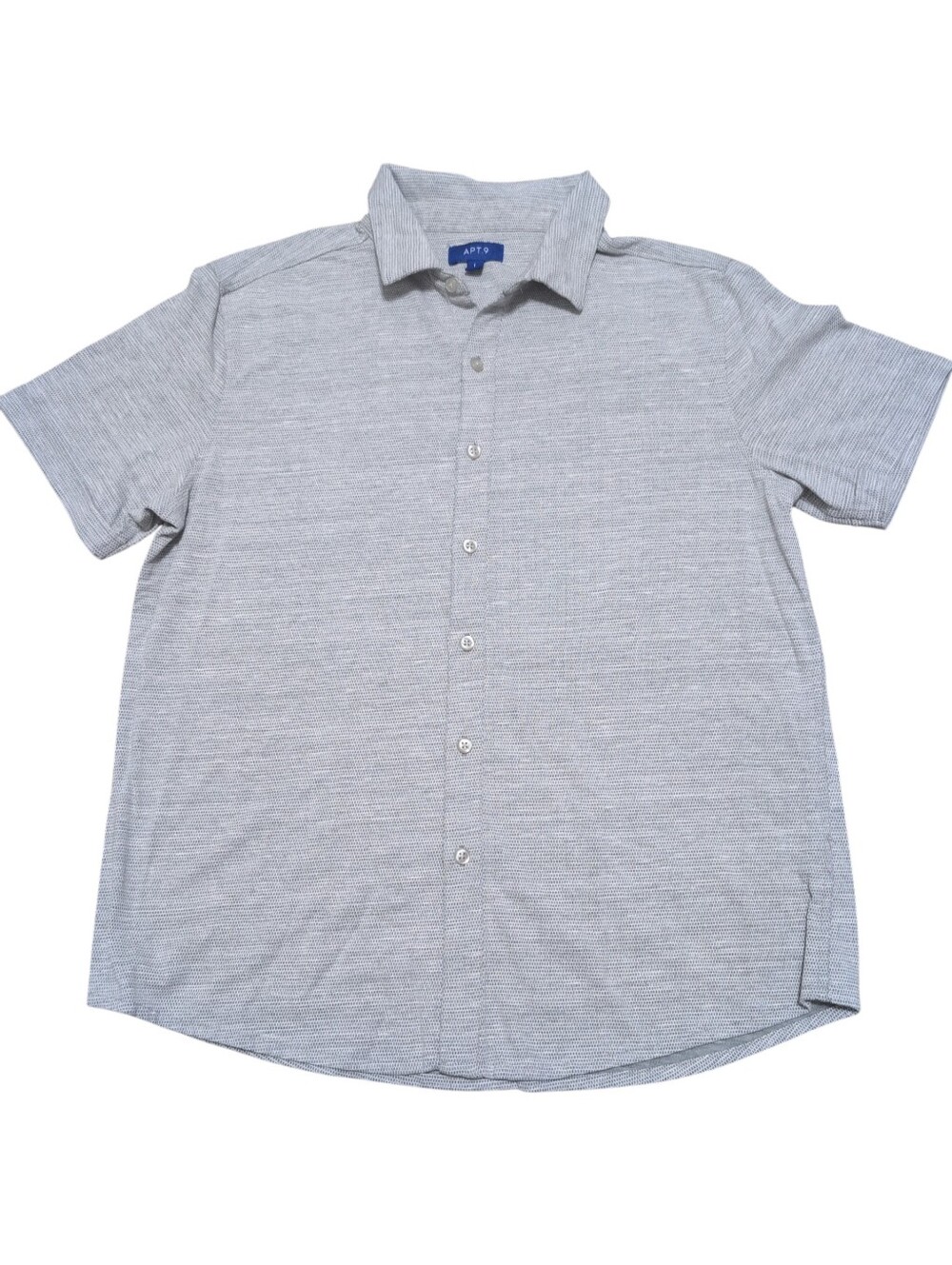 Apt. 9 Light Gray Button Down Short‎ Sleeve Knit Shirt Men's Size Large